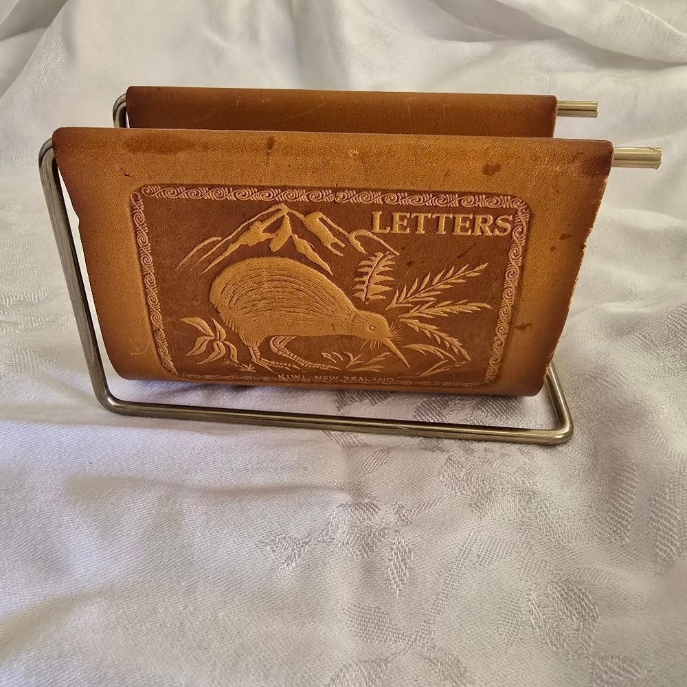 Vintage Genuine Leather Letter Rack‎ Bt Rata Of  CHRISTCHURCH, NEW ZEALAND Made